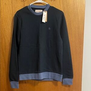 Original Penguin Men's Black and Gray Crewneck Sweater